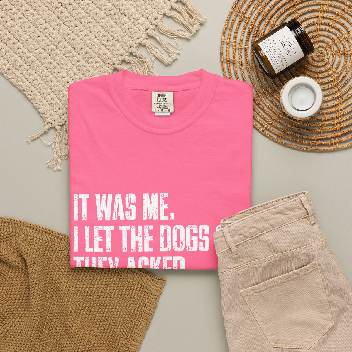 Funny Dog Shirt – I Let the Dogs Out Garmentdyed Comfort Tee