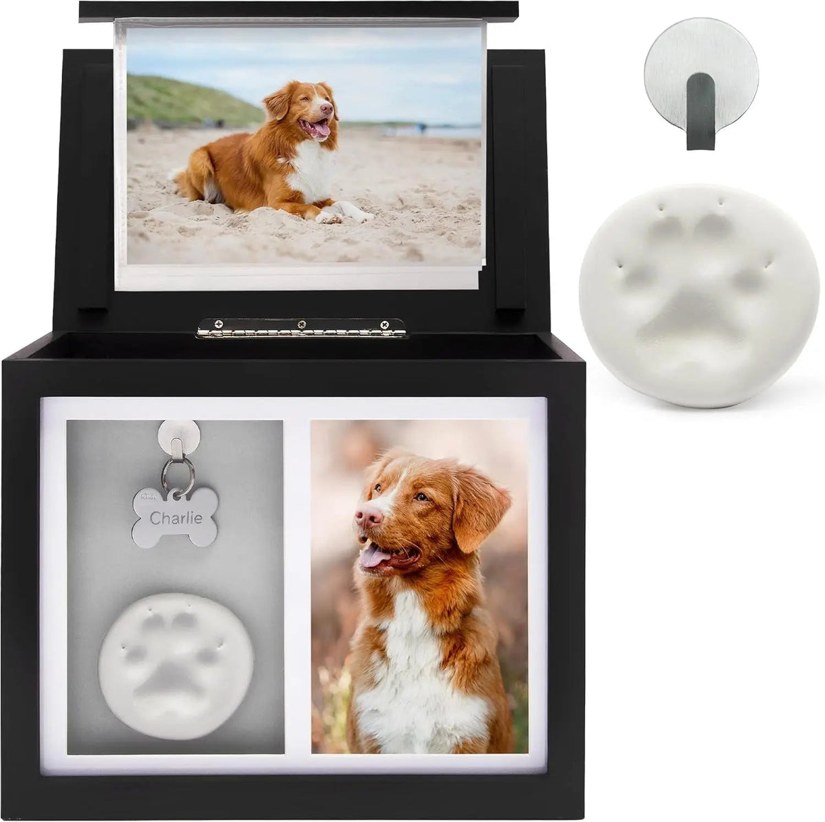 Pet Memorial Box – Photo Frame Keepsake with Paw Print Kit & Album