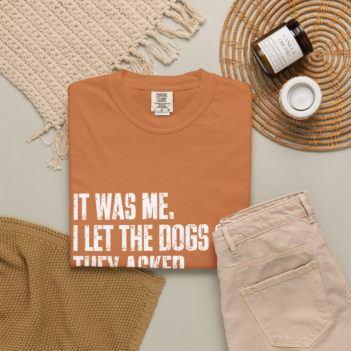 Funny Dog Shirt – I Let the Dogs Out Garmentdyed Comfort Tee