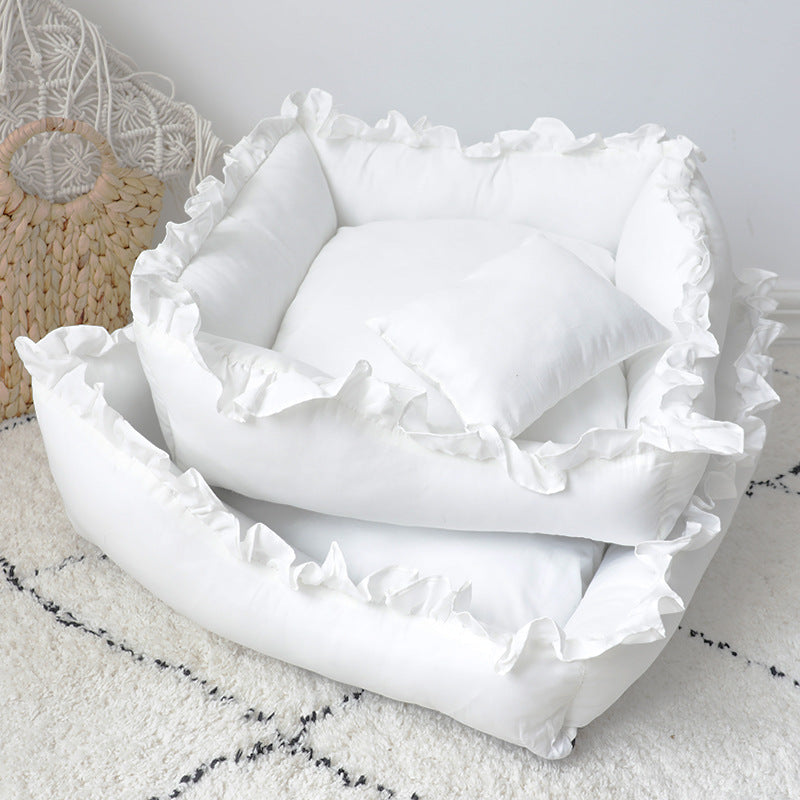 Comfortable Pet Bed Ultrasoft Plush Sofa Small Dog Furniture Princess Style Design Wraparound Support Cozy Cat Bed Indoor Lounger Space Chihuahua Puppy Bed Perfect Small Breed Furniture Soft Cushioned Comfort Elegant Pet Sofa Sleeping Space