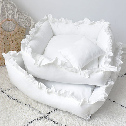 Comfortable Pet Bed Ultrasoft Plush Sofa Small Dog Furniture Princess Style Design Wraparound Support Cozy Cat Bed Indoor Lounger Space Chihuahua Puppy Bed Perfect Small Breed Furniture Soft Cushioned Comfort Elegant Pet Sofa Sleeping Space