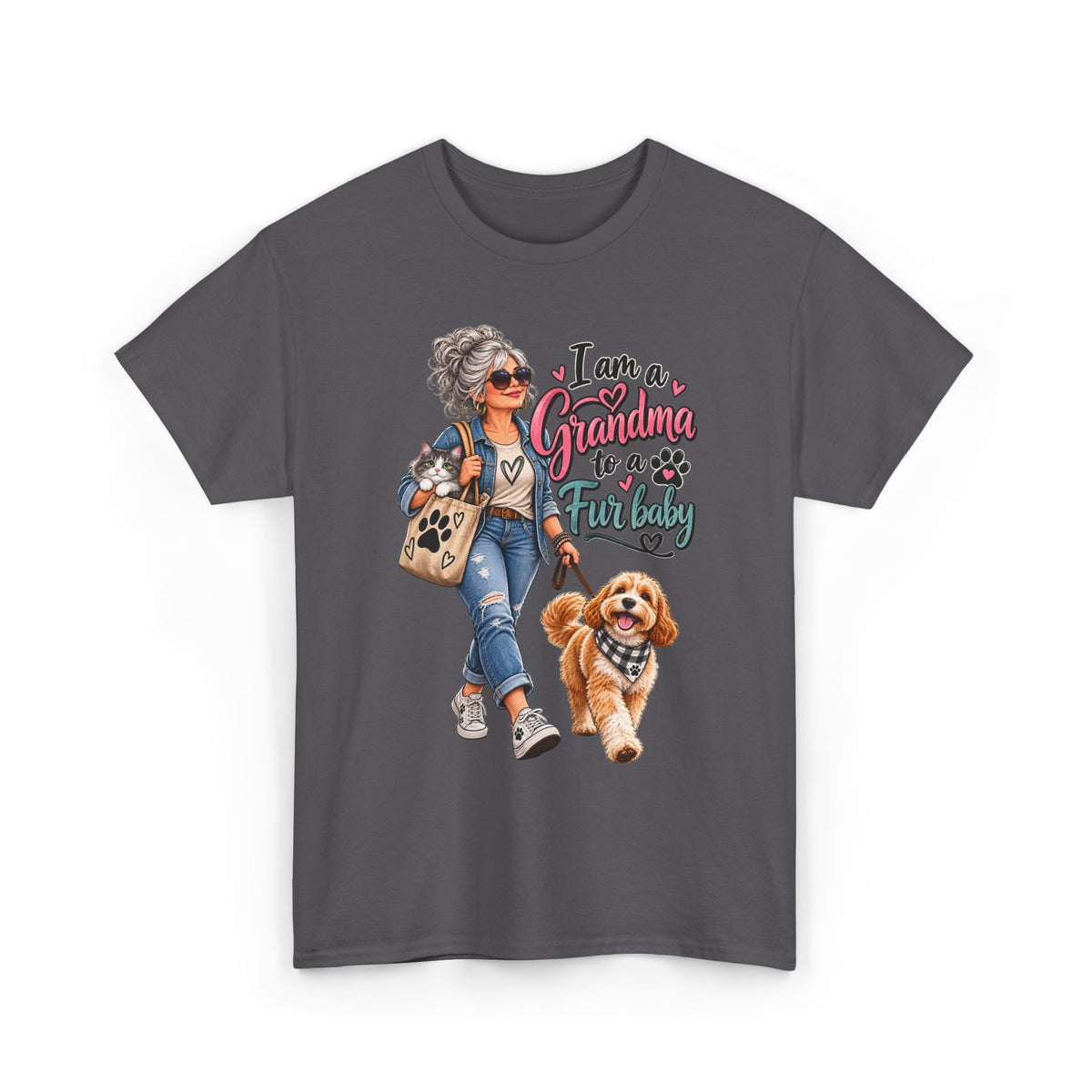 Grandma Walking Dog T-Shirt — "I Am a Grandma for a Friendly" Graphic Tee