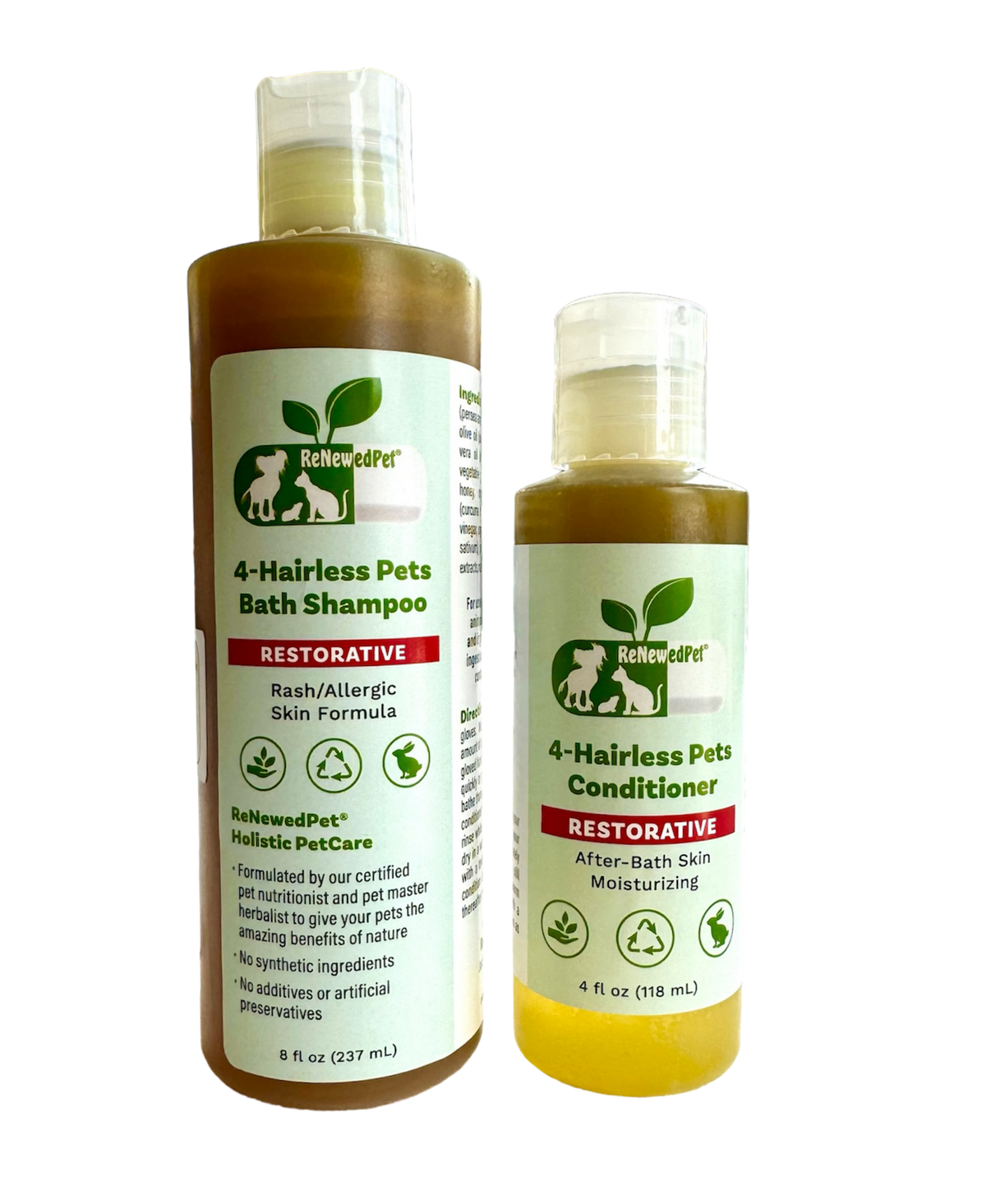 Hairless Dog Shampoo Natural Organic Pet Grooming Set Sensitive Skin Care Formula Gentle Cleansing System Holistic Vet Approved Ingredients Non GMO Premium Quality Pet Wellness Collection Restorative Conditioner Hairless Breed Essential
