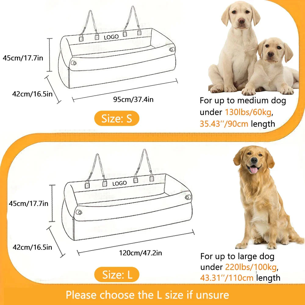 Padded Dog Car Seat Bed Elevated Back Seat Pet Travel Solution Safe Secure Design Luxury Comfort Essential Perfect Daily Commute Road Trip Companion Premium Quality Construction Modern Pet Safety Accessory Beautiful First Class Style