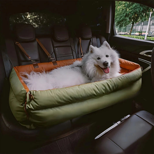 Elevated Dog Car Seat Bed Luxury Pet Travel Companion Padded Back Seat Design Safe Secure Comfort Perfect Road Trip Essential Premium Quality Milano Double First Class Style Modern Pet Accessory Beautiful Cushioned Construction Comfortable