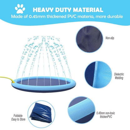 Non Slip Dog Mat Outdoor Water Play System Safe BPA Free Material Eco Friendly PVC Construction Summer Cooling Solution Pet Entertainment Backyard Fun Activities Large Size Options Durable Design Interactive Spray Features Keep Dogs Cool