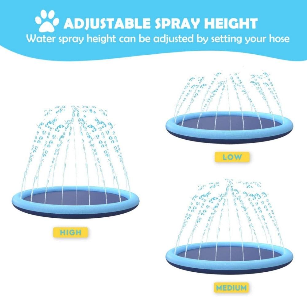 Water Play Dog Mat Summer Cooling System Outdoor Pet Entertainment Interactive Spray Features Heat Relief Solution Backyard Fun Activities Non Slip Safe Surface Large Size Options Durable Construction Eco Friendly BPA Free Material Keep