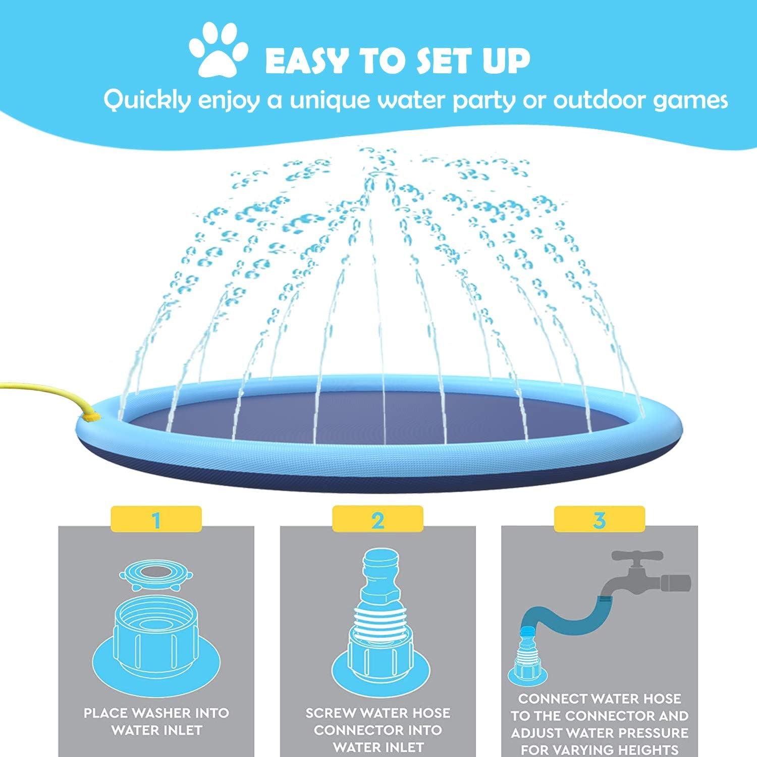 Outdoor Pet Water Play Mat Interactive Dog Entertainment Summer Fun Activities Cooling Spray System Backyard Party Essential Non Slip Safe Surface Durable Construction Large Size Options Eco Friendly PVC Material BPA Free Design Heat Relief