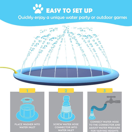 Outdoor Pet Water Play Mat Interactive Dog Entertainment Summer Fun Activities Cooling Spray System Backyard Party Essential Non Slip Safe Surface Durable Construction Large Size Options Eco Friendly PVC Material BPA Free Design Heat Relief