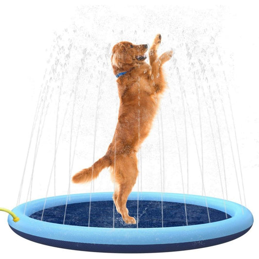 Dog Cooling Mat Summer Heat Relief Outdoor Water Play System Non Slip Surface Safe Pet Entertainment Backyard Fun Activities Large Size Options Durable PVC Construction Eco Friendly Material BPA Free Design Interactive Spray Features Keep